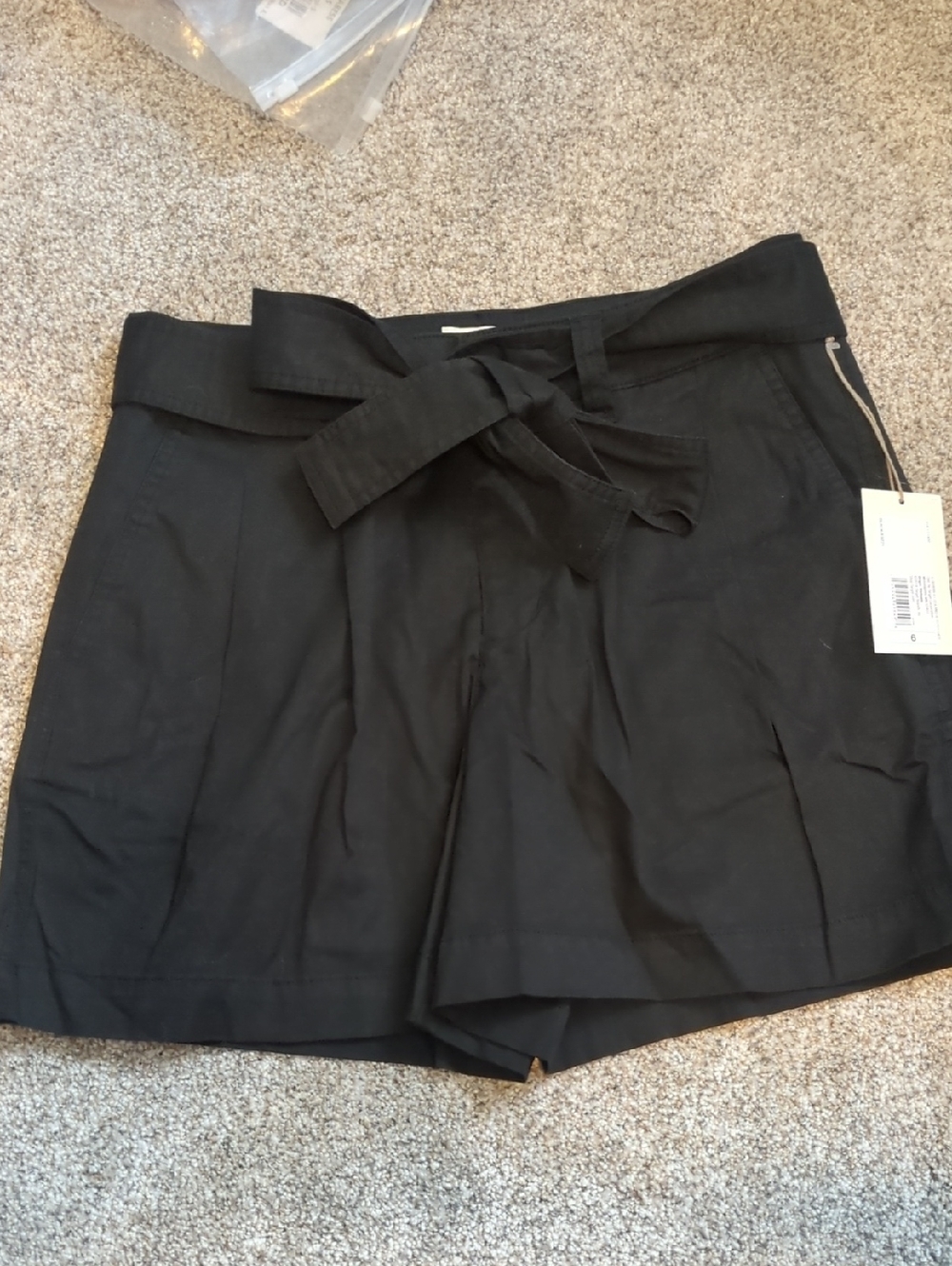 a new day Black High-Waist Tie-Belt Paperbag Shorts